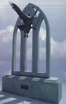 renewed strength brown University Bronze and cast stone monument